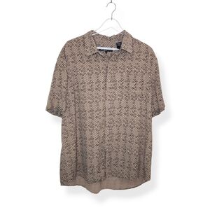 Nat Nast Men's Silk Blend Short Sleeve Button Front Shirt Top Size XL Circles